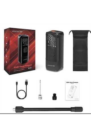 Çok Fonksiyonlu Dijital Akıllı Hava Pompası Araba Kompresörü Şarjlı Kablosuz Işıklı 4000mah