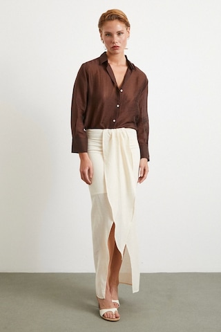 Önü Bağlamalı Etek Krem Krem