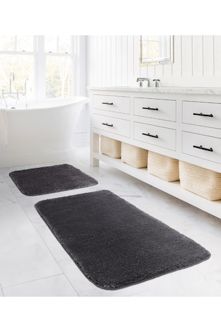 Koza Home Koza Home Segura Peluş Antrasit Kaydırmaz Taban Banyo Paspası Antrasit