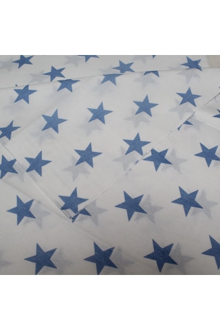 Pamuklu Nevresimlik Kumaş 100 240 Cm Mavi Yıldız Desenli Metrelik Çarşaf Yastık Ev Tekstil Kumaşı Mavi
