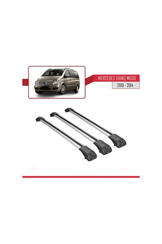 Mercedes Viano 2010-2014 Arası İle Uyumlu Ace-1 Ara Atkı Tavan Barı Gri 3 Adet Bar