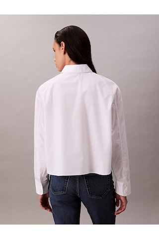 Calvin Klein Solıd Boxy Cropped Shırt-12628 Beyaz