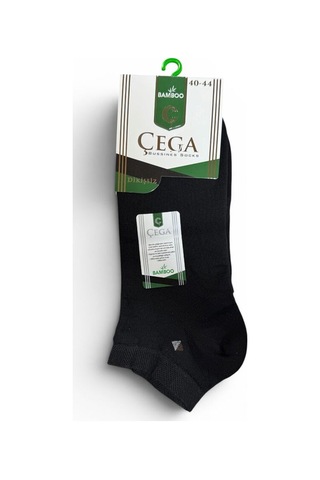 Çega Socks Erkek Bambu Patik Çorap Dikişsiz Koku Yapmaz 12'li Siyah Siyah