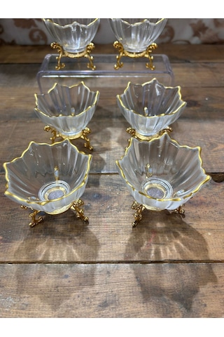 Wow Puslu Cam Lokumluk 6 Lı Altın Rengi