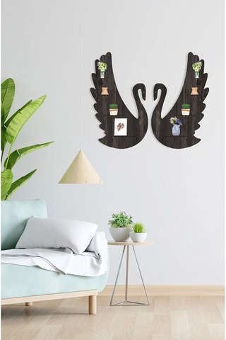 Kuğu Duvar Rafı Ahşap "8 Raflı Duvar Dekerasyonu" Mobilya