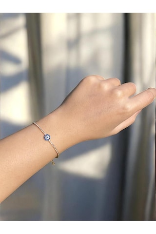 Mavi Nazarlık Detaylı Su Yolu Gold Kadın Bileklik