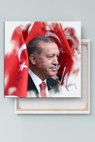 Recep Tayyip Erdoğan Yağlıboya Efektli Başkan Erdoğan Rte Kanvas Tablo 7 Farklı Ölçü