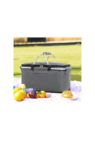 Jialan Soğutucu Çanta, Piknik Sepeti, 22 L Termal Sepet, Gri