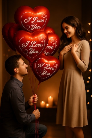 Folyo Kırmızı Kalp Balon I Love You Baskılı 50 Cm Helyum Gazı Uymumlu Sevgili Hediye Kırmızı