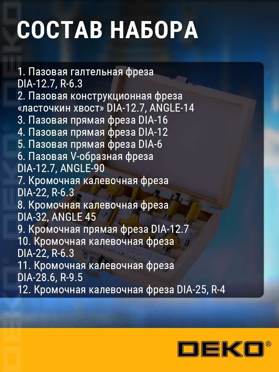 Deko Deko Rbs12 12 Parçalı Ahşap Freze Seti 10978622
