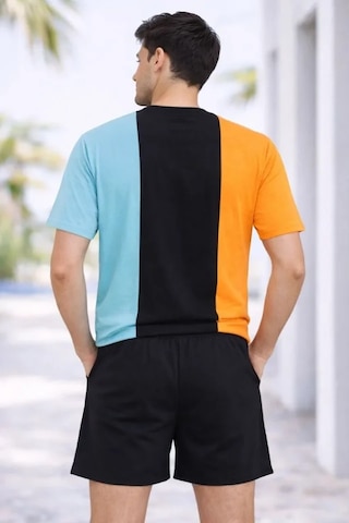 Efnaz Style Erkek Nakışlı Tişört Şort İkili Takım Oversize Yazlık Kombin - Çok Renkli Çokrenkli
