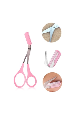 Kavisli Kaş Makası - Taraklı Kaş Düzelme Makası Yedek Uçlu Çok Renkli