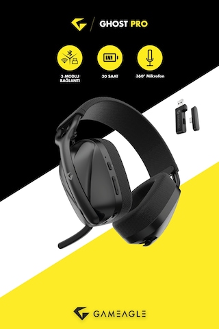 Ghost Pro Triple Mode Bluetooth/2.4g/kablolu Profesyonel Mikrofonlu Oyuncu Kulaklığı Siyahh