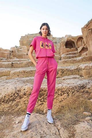 Monamise Kadın Kapüşonlu "calm Down" Eşofman Takımı 23089 Pembe