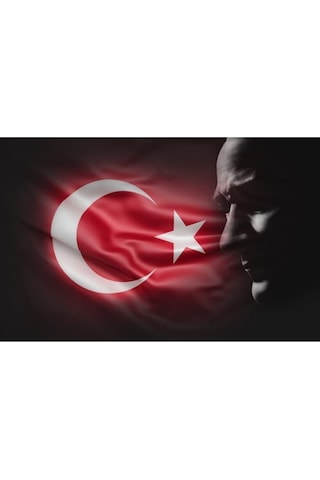 Türk Bayrağı Ve Atatürk Cam Tablo