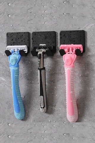 3 Adet Permatik Tutucu - Banyo Düzenleyici - Jilet Tutucu Aparat - Çok Amaçlı Banyo Askısı Siyah