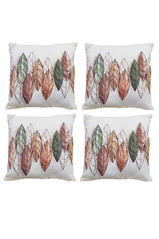 Modern Tarz Dijital Baskılı 4 Lü Dekoratif Kırlent Kılıfı Seti 43x43 Cm Şık Ve Renkli Tasarımlar Ekru