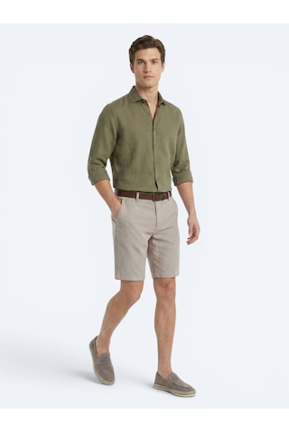 Kip Vizon Düz Dokuma Jogging Fit Casual Pamuk Karışımlı Bermuda