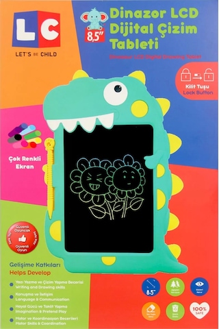 Lcd Dijital Renkli Dinozor Çizim Tableti 8,5 İnç
