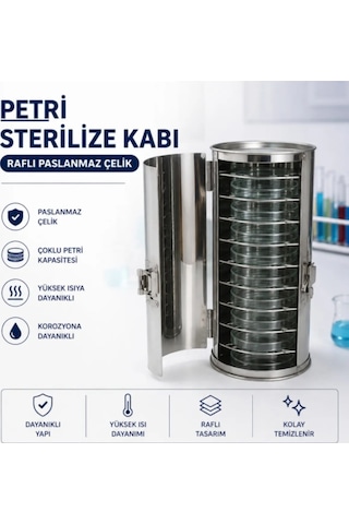 Petri Sterilize Kabı Raflı Paslanmaz Çelik Laboratuvar İçin