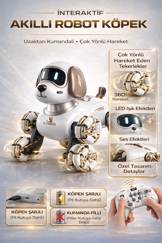 2.4 Ghz Uzaktan Kumandalı Sarjlı Dans Eden 8 Tekerli Akıllı Robotik Köpek Sesli Işıklı 23 Cm Kahverengi