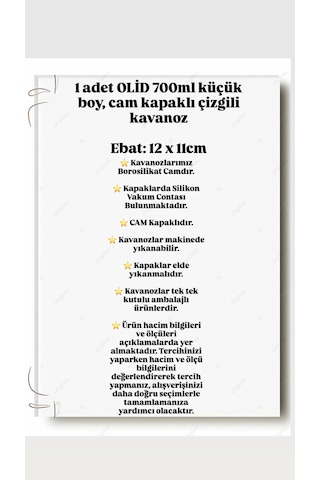700 Ml Cam Kavanoz Kapaklı Bakliyat, Baharat & Kuru Gıda Saklama Kabı Şeffaf, Dayanıklı Cam