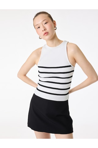 Koton Slim Fit A Kesim Mini Şort Etek Siyah 6sak70117pw