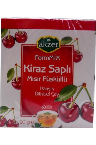 Akzer Formmix Kiraz Saplı Mısır Püsküllü Karışık Bitkisel Süzen Poşet Çay 60 x 1.5 G