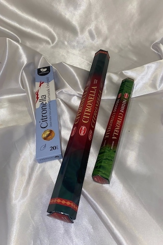 Sivrisinek Önleyici Citronella Çubuk Tütsü Seti 3 20 Çubuk Oda Ve Bahçe Boyu