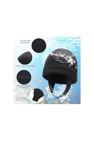 Moveevo 2mm Neopren Denizcilik Şapka Kızıl M: Güneşten Koruma, Isı Sağlama, Kulak Koruması - Snorkeling, Sörf, Yüzme İçin Beyaz