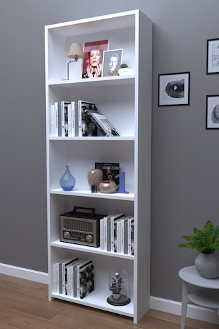 % 100 Mdf 5 Raflı Kitaplık Beyaz