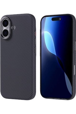 Apple Uyumlu iPhone 17 Kılıf M-safe Şarj Özellikli Karbon Fiber Görünümlü Mkst Nekst Kapak - Siyah Siyah