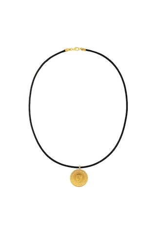 Agakulche 22 Ayar Tam Altın Siyah İpli Kolye