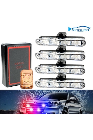 Geeksen 12v Kablosuz Kumanda 16 Led Oto Arka Panjur Işığı, 4'lü Klasörlü Parıltı Işığı, Kırmızı-mavi, Taşınabilir Ve Dayanıklı Diğer