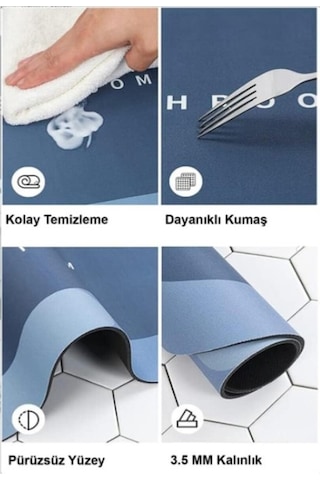 Kaymaz Süper Emici Banyo Paspası 38x58 Cm Hızlı Kuruyan Deri Görünümlü Banyo Matı Çok Renkli