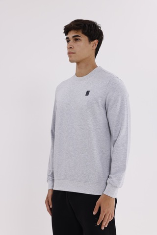 Rowinger Minimal Logolu Bisiklet Yaka Ribana Manşetli Rahat Kalıp Mevsimlik Sweatshirt Grey