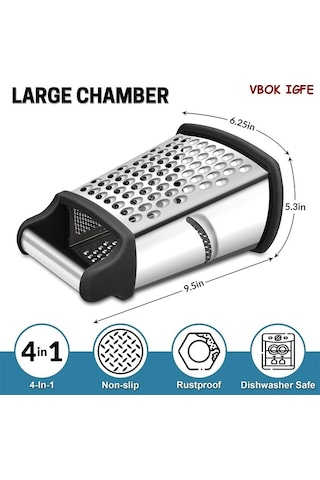 Maoyaya Taraflı Rende Paslanmaz Çelik, Kaba Ve İnce Rendelemek İçin, Gümüş Gümüş