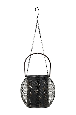 Açık Alan Güneş Enerjili Asma Lamba Demir Sanatı Dekoratif Işık Oyulmuş Çiçek Kelebek Deseni Bahçe Manzara Işığı Ip65 Su Geçirmez Masa Yolu Parti Bahçe Siyah