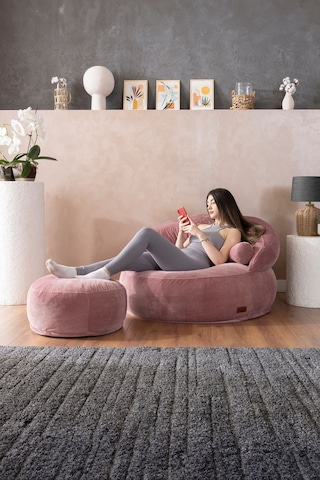 Good Night New Felix Lüx Armut Koltuk & Puf & Uzanma Koltuğu & Berjer Gül Kurusu Pembe