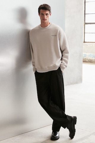 Grımelange Bryan Erkek Yumuşacık Kumaşlı 3 Iplik Oversize Bol Kesim Yuvarlak Yakalı Baskılı Gri Sweatshirt