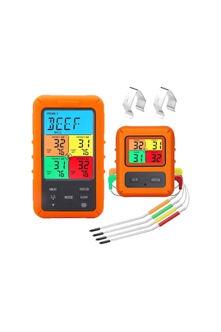 Sones Ts-tp40-x Kablosuz Renkli Ekranlı Elektronik Dijital Gıda Termometresi Turuncu