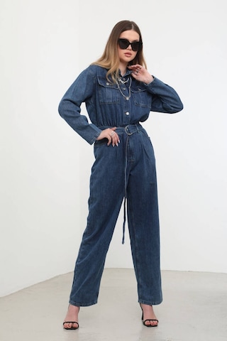 Kadın Oversize Jean Tulum Koyu Mavi 001