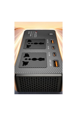 Coverzone Vc07 200w Araç İçi İnvertör 220v Ac Güç Dönüştürücü, 2 Ac Priz, 2 Usb-a Qc3.0, 2 Usb-c Pd Hızlı Şarj, 12v Çakmak Girişli, 50 Cm Kablolu Car Power Inverter Yesido Vc07
