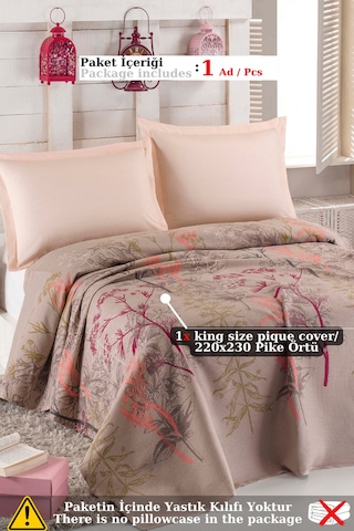 Doğal Pike Baskılı Battal 230x220cm Urla Bej Bej