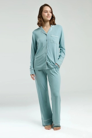 Pierre Cardin Kadın Yeşil Gömlek Pijama Takım Yeşil