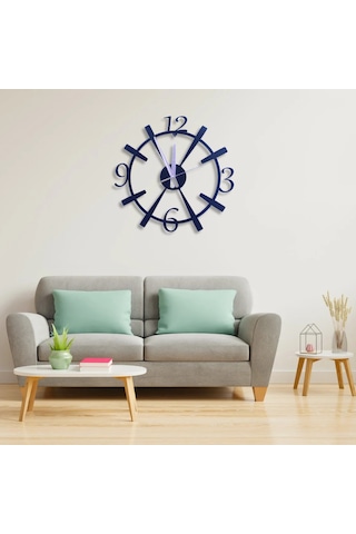 Dekoratif Büyük Rakamlı Duvar Saati Siyah Metal, 40 Cm, Sessiz Siyah