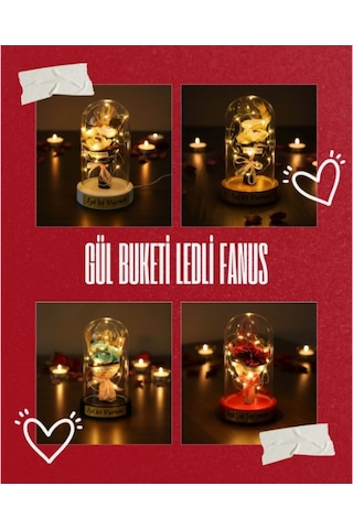 Gül Buketi Ledli Fanus