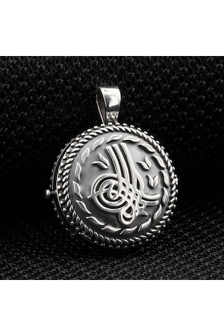 Takılingo 925 Ayar Gümüş Çift Taraflı Osmanlı Tuğralı Açılabilir Kolye Ucu Gümüş
