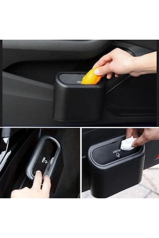 Araç İçi Takılarak Sabitlenebilen Mini Kapaklı Çöp Kovası 5545 Çok Renkli