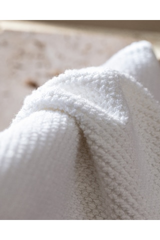Madame Coco Riz Jakarlı %100 Pamuk 2'li El Havlusu - Beyaz Beyaz
